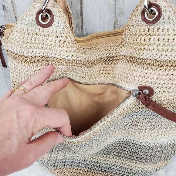 The Sak Hobo Crocheted Bag Tan Striped - Picture 5 of 10